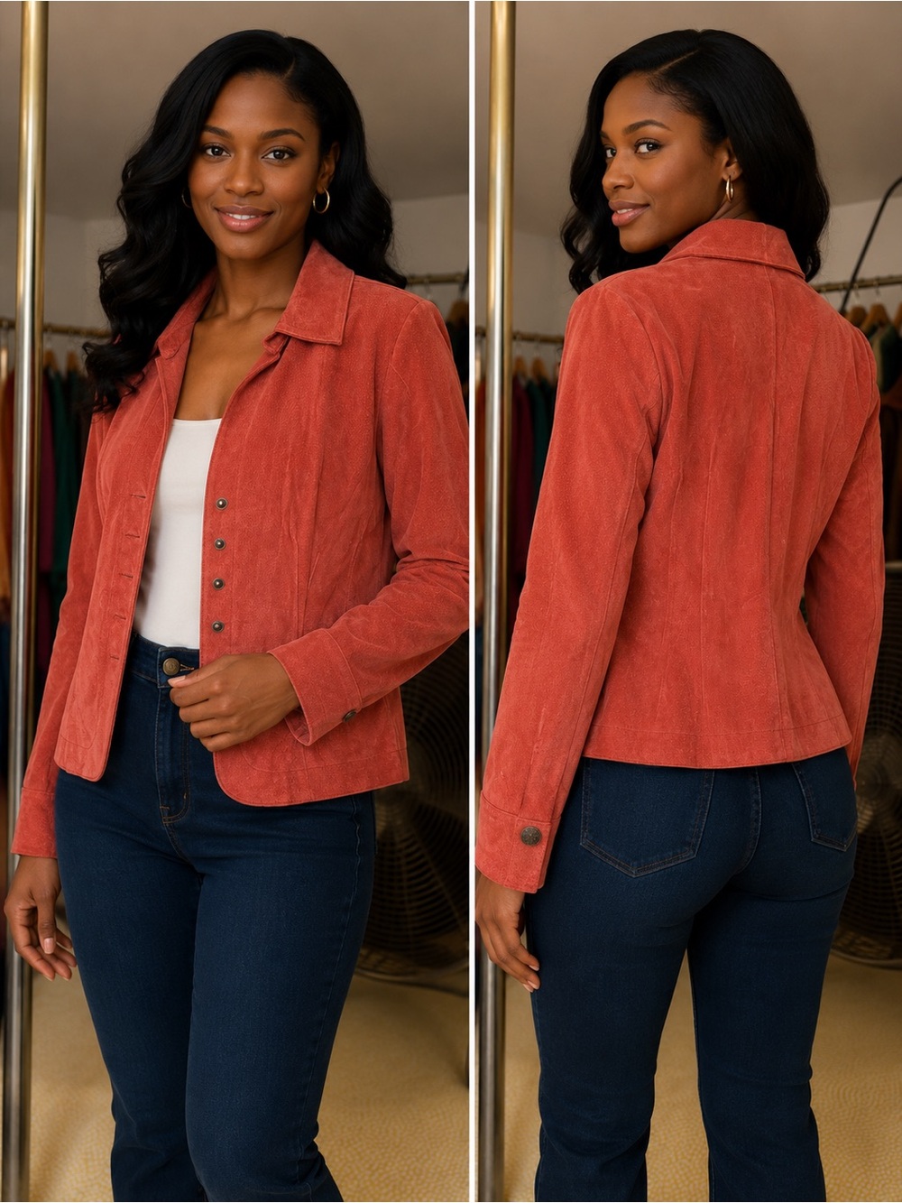 Western-inspired suede design with a soft, feminine silhouette